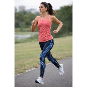 CW-X Black Blue Sports Stability Compression Leggings Pants  Women's Size Medium
